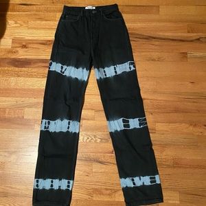 Reformation Cynthia Tie Dye High Rise Straight Long Jeans